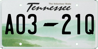TN license plate A0321Q