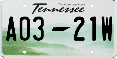 TN license plate A0321W