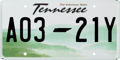 TN license plate A0321Y