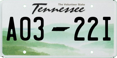 TN license plate A0322I