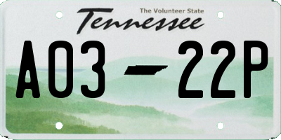 TN license plate A0322P