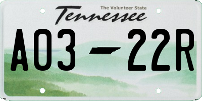 TN license plate A0322R