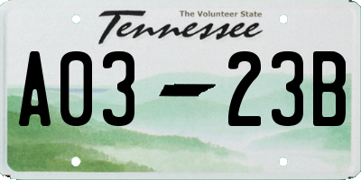 TN license plate A0323B