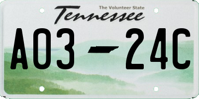 TN license plate A0324C