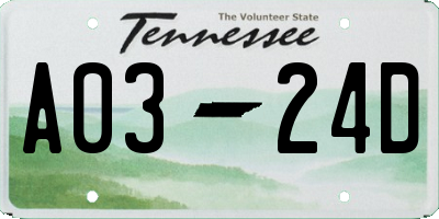 TN license plate A0324D