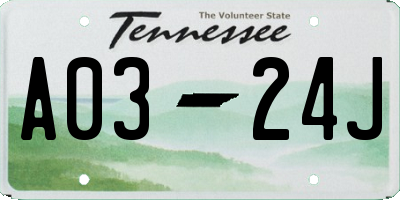 TN license plate A0324J