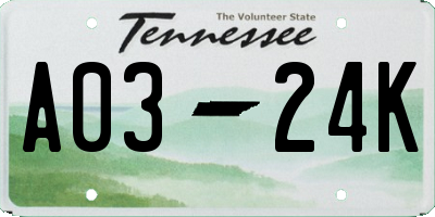 TN license plate A0324K