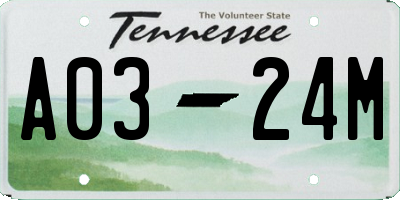 TN license plate A0324M