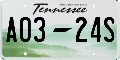 TN license plate A0324S