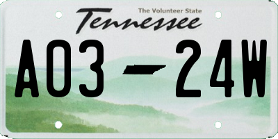 TN license plate A0324W