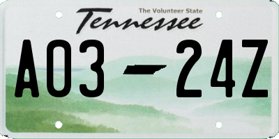 TN license plate A0324Z