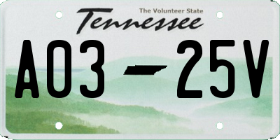 TN license plate A0325V