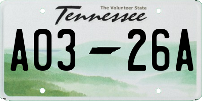 TN license plate A0326A