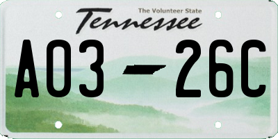 TN license plate A0326C