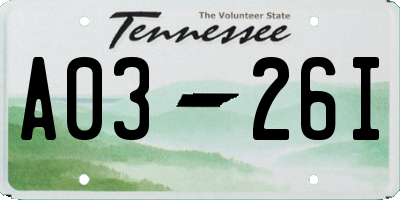 TN license plate A0326I