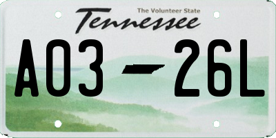 TN license plate A0326L