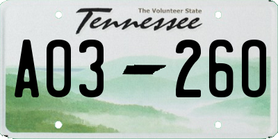 TN license plate A0326O