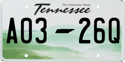 TN license plate A0326Q