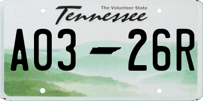 TN license plate A0326R