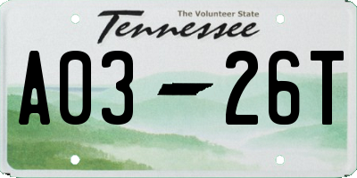 TN license plate A0326T