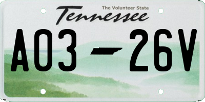 TN license plate A0326V