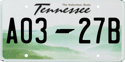 TN license plate A0327B