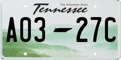 TN license plate A0327C