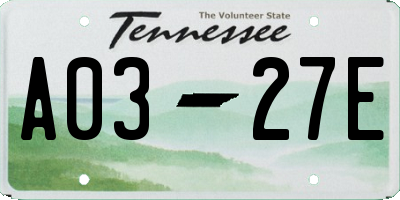 TN license plate A0327E