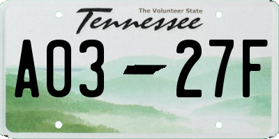 TN license plate A0327F