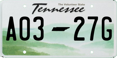 TN license plate A0327G