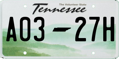 TN license plate A0327H