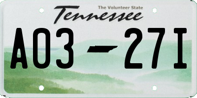 TN license plate A0327I