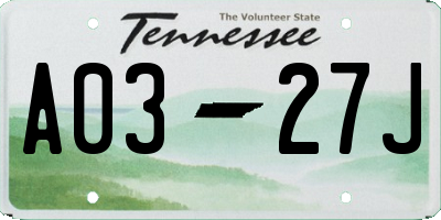 TN license plate A0327J