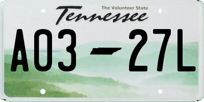 TN license plate A0327L