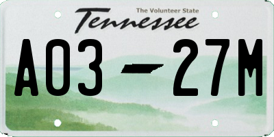 TN license plate A0327M