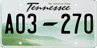 TN license plate A0327O