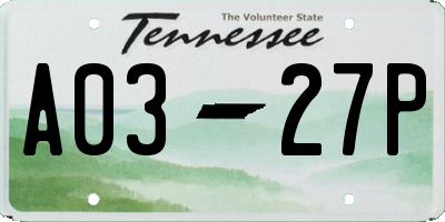 TN license plate A0327P