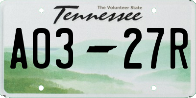 TN license plate A0327R