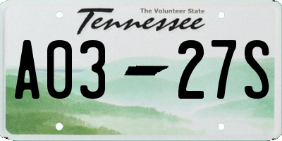 TN license plate A0327S