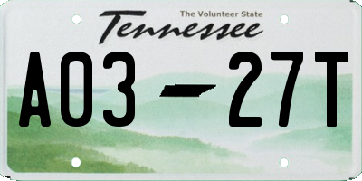 TN license plate A0327T