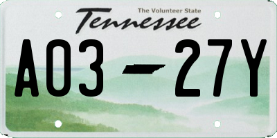 TN license plate A0327Y