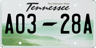 TN license plate A0328A