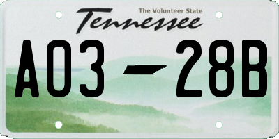 TN license plate A0328B