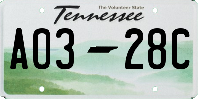 TN license plate A0328C