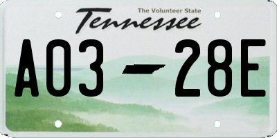 TN license plate A0328E