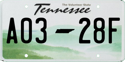 TN license plate A0328F