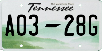 TN license plate A0328G