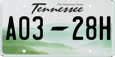 TN license plate A0328H