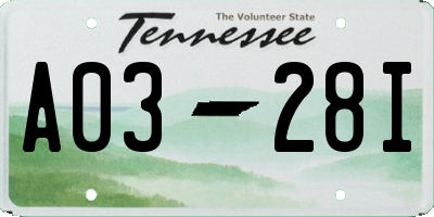 TN license plate A0328I