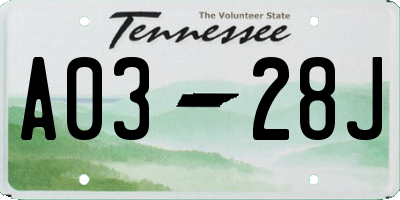 TN license plate A0328J